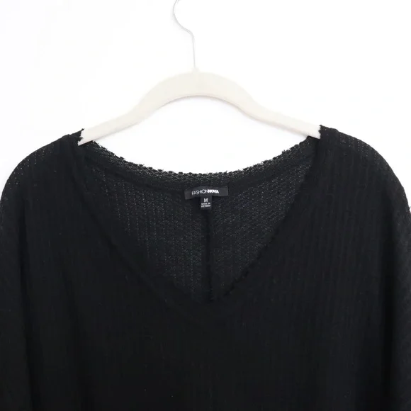 Fashion Nova Waffle V-Neck Lounge Top - Picture 3 of 8